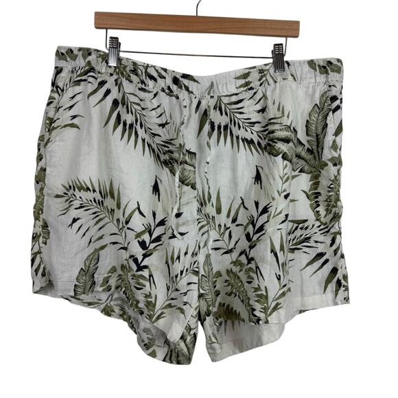 C&C California Womens 100% Linen Leaf Print Pull On Shorts Sz 3X Lightweight - Picture 2 of 11